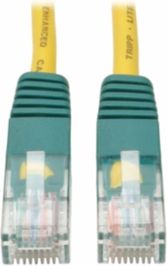 Cat5e 350 MHz Crossover Patch Cable, 25 ft, Yellow, UTP, 1 Gbps