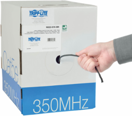 Cat5e 350 MHz Bulk UTP Solid-Core PVC Cable, Black, 1000 ft, CMR Rated