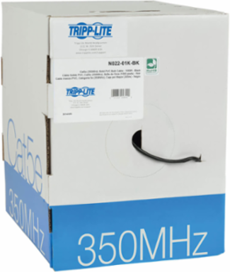 Cat5e 350 MHz Bulk UTP Solid-Core PVC Cable, Black, 1000 ft, CMR Rated