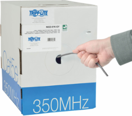 Cat5e Bulk Cable 350MHz 24AWG UTP Solid PVC 1000 ft. Gray