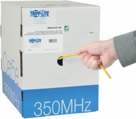 Cat5e 350 MHz Bulk PVC Cable, Yellow, 1000 ft, 24 AWG, CMR