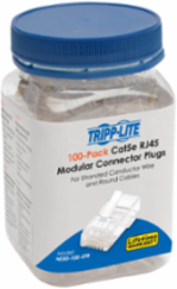 RJ45 Modular Connector, 100 Pack, 4-Pair Cat5e, Gold-Plated Contacts