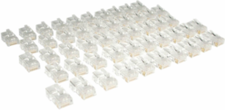 Cat5e RJ45 Modular In-Line Connectors, 50-Pack, 50 Micron Gold Contacts