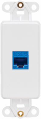 Decora Style Center Plate Insert, 1 Port, White, Compatible with Keystone Jacks