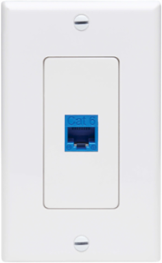 Decora Style Center Plate Insert, 1 Port, White, Compatible with Keystone Jacks