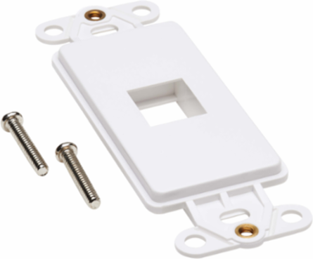 Decora Style Center Plate Insert, 1 Port, White, Compatible with Keystone Jacks