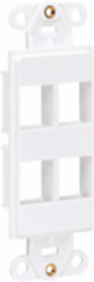 Decora Style Center Plate Insert, 4 Ports, White, High-Impact ABS