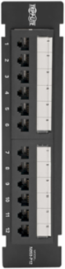 12-Port Cat5e Wall-Mount Patch Panel - PoE+ Compliant, 110 IDC, RJ45