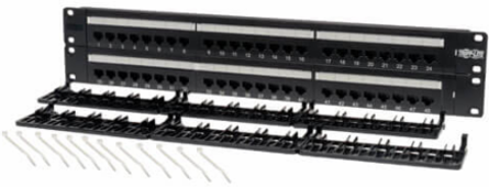 48-Port 2U Rack-Mount Cat5e Patch Panel, 568B, 110-Type Termination, TAA