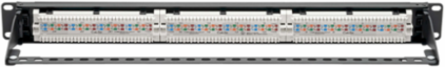 24-Port Rack-Mount Cat5e Patch Panel, 1U, PoE+ Compliant, Black
