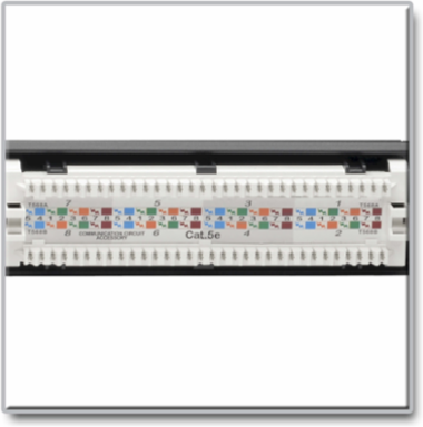 24-Port Rack-Mount Cat5e Patch Panel, 1U, PoE+ Compliant, Black