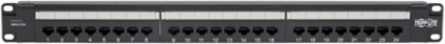 24-Port Rack-Mount Cat5e Patch Panel, 1U, PoE+ Compliant, Black
