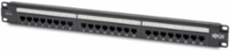 24-Port Rack-Mount Cat5e Patch Panel, 1U, PoE+ Compliant, Black