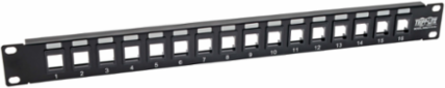 16-Port 1U Rack-Mount Blank Keystone Multimedia Patch Panel, 19 Inch