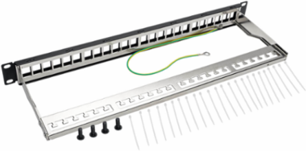 24-Port 1U Rack-Mount Shielded Blank Keystone Patch Panel, TAA Compliant