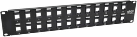 24-Port 2U Rack-Mount Unshielded Blank Keystone Patch Panel, Black