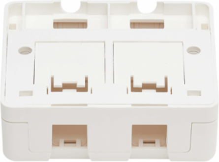 Surface-Mount Box, 2 Ports, White, Flame-Resistant ABS Construction