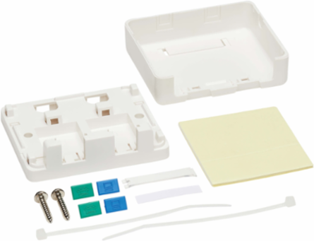 Surface-Mount Box, 2 Ports, White, Flame-Resistant ABS Construction