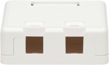 Surface-Mount Box, 2 Ports, White, Flame-Resistant ABS Construction