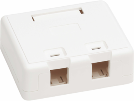 Surface-Mount Box, 2 Ports, White, Flame-Resistant ABS Construction
