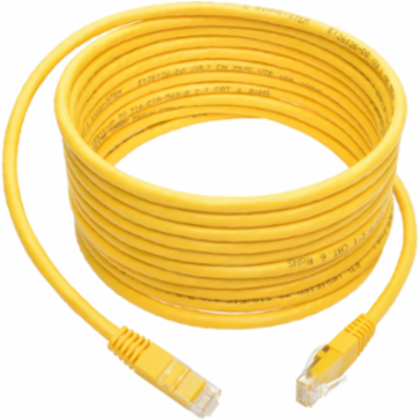 Cat6 Gigabit Ethernet Cable, 15 ft, Yellow, 1 Gbps, UTP, RJ45 M/M