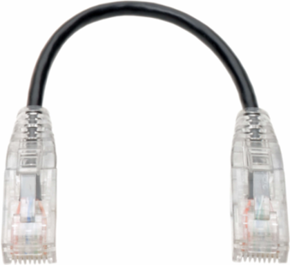 Cat6 Gigabit Snagless Molded Slim Ethernet Cable, Black, 8 Inch, UTP, 1Gbps
