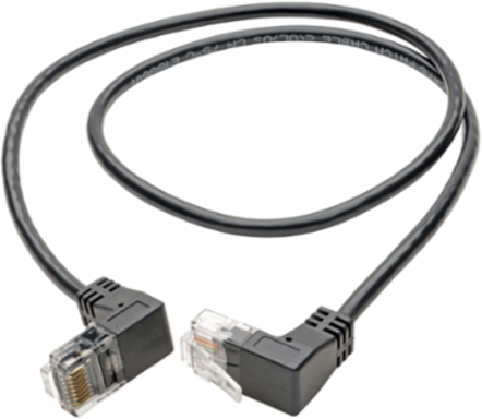 Right Angle Cat6 UTP Slim Ethernet Cable, 2 ft, 1 Gbps, Black