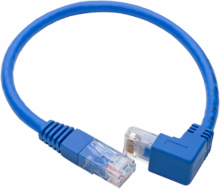Down-Angle Cat6 UTP Ethernet Cable, 1 ft, 1 Gbps, Blue