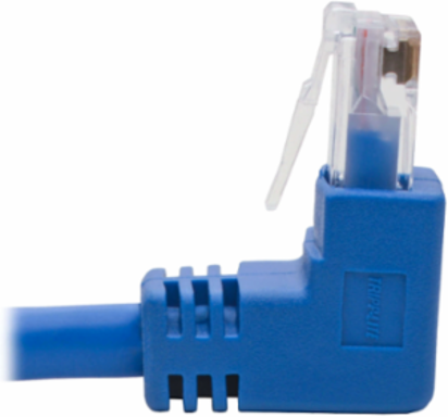 Down-Angle Cat6 UTP Ethernet Cable, 1 ft, 1 Gbps, Blue