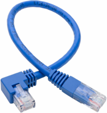 Right-Angle Cat6 Gigabit Ethernet Cable 1 ft, Blue, 1Gbps UTP