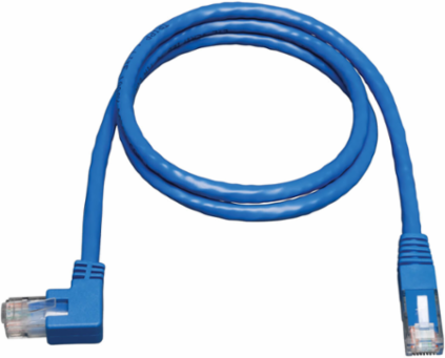 Left-Angle Cat6 Gigabit Ethernet Cable, Blue, 3 ft, UTP
