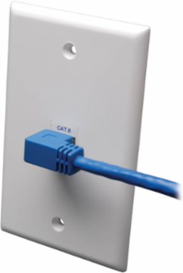 Right Angle Cat6 Gigabit Ethernet Cable, UTP, 3 ft, Blue