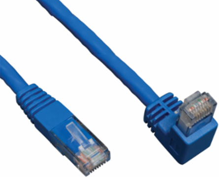 Cat6 Gigabit Ethernet Cable, 5 ft, Right Angle Down RJ45, UTP, Blue