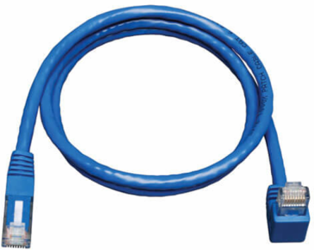 10 ft Blue Cat6 Gigabit UTP Ethernet Cable with Right-Angle Down RJ45 Connectors