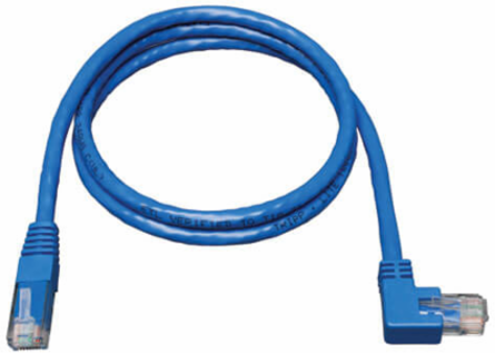 Cat6 Gigabit Right-Angle Ethernet Cable, 10 ft., UTP, Blue