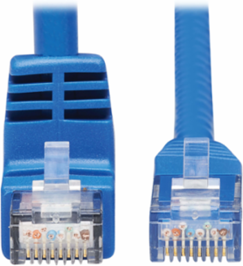 Cat6 Gigabit Ethernet Cable 15 ft. Blue, 1 Gbps, Down-Angle RJ45 Connector