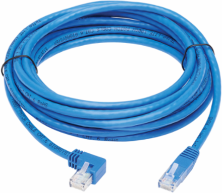 Left-Angle Cat6 Gigabit Ethernet Cable, 15 ft, 1 Gbps, Blue