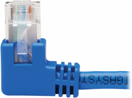 Left-Angle Cat6 Gigabit Ethernet Cable, 15 ft, 1 Gbps, Blue