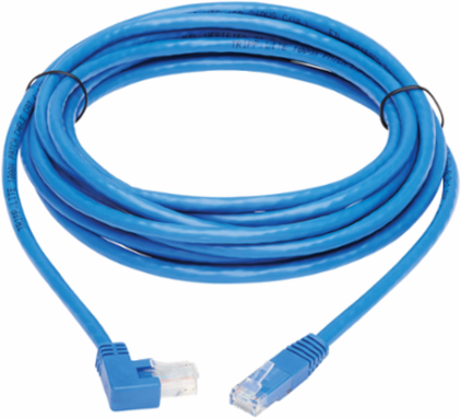 Right-Angle Cat6 UTP Ethernet Cable, 15 ft., 1 Gbps, Blue