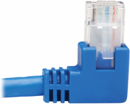 Right-Angle Cat6 UTP Ethernet Cable, 15 ft., 1 Gbps, Blue