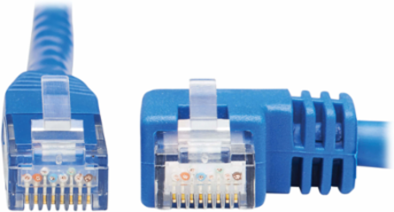Right-Angle Cat6 UTP Ethernet Cable, 15 ft., 1 Gbps, Blue