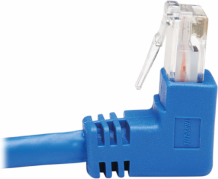 Down-Angle Cat6 Ethernet Cable, 20 ft, 1 Gbps, Blue, UTP, PVC
