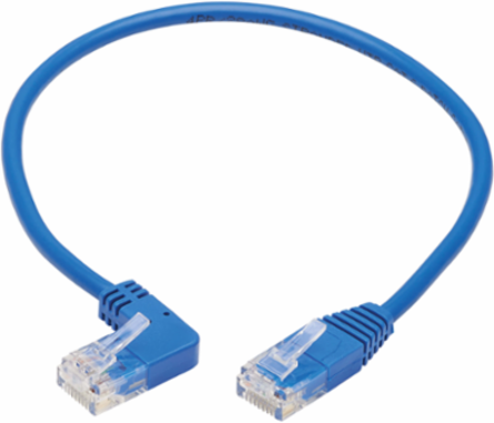 Left-Angle Cat6 Gigabit Network Cable, UTP, 1 ft., Blue, 1 Gbps