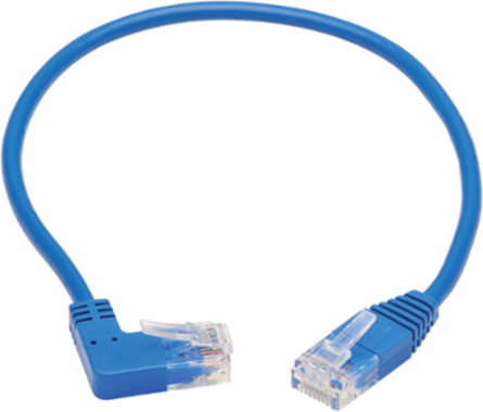 Right-Angle Cat6 Gigabit Molded Slim Ethernet Cable, 1 ft., Blue, 1 Gbps