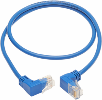 Cat6 Up/Down-Angle Ethernet Cable, 2 ft, Blue, 1 Gbps, UTP, PVC