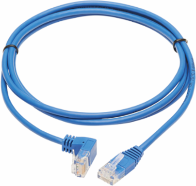 Cat6 Gigabit Ethernet Cable, 1 Gbps, 7 ft, UTP, Blue, Down-Angle RJ45