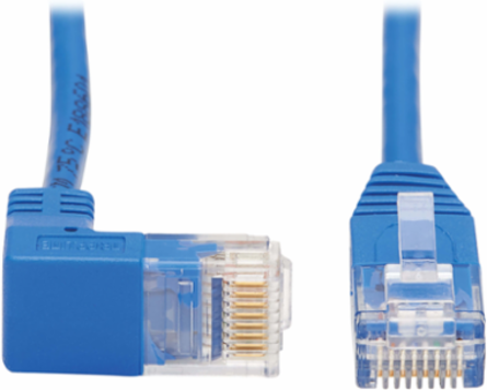 Cat6 Gigabit Ethernet Cable, 1 Gbps, 7 ft, UTP, Blue, Down-Angle RJ45