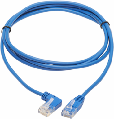 Left-Angle Cat6 Ethernet Cable, 7 ft, UTP, 1 Gbps, Blue