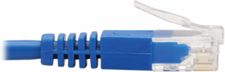 Left-Angle Cat6 Gigabit Slim UTP Ethernet Cable, 10 ft, Blue, 1 Gbps