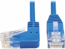 Left-Angle Cat6 Gigabit Slim UTP Ethernet Cable, 10 ft, Blue, 1 Gbps
